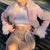 2021  women's autumn new high waist thin pink sweet wool collar wool coat