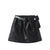 2-7Y Children Girls PU Leather Skirts Kids Summer Clothing Solid Color A-Line Skirt with Belt Bags Fashion Baby Outfits