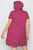 Plus Size Burgundy Stripe Short Sleeve Hooded Shirt Mini Dress