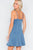 Seafoam Blue V-neck Satin Lace Trim Mini Chic Festival Dress