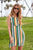 Green Vintage Multi Stripe Shift Chic Casual Colorblock Mini Dress