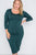 Plus Size Green Basic Long Sleeve Midi Dress
