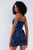 Cobalt Blue Black Pattern Printed Disco Mini Dress