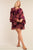 Plus Size Velvet Floral Pattern Long Angel Sleeve Round Neck Relaxed Fit Mini Dress