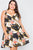 Plus Size Black Floral Belt & Chain Printed Mini Dress