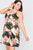 Plus Size Black Floral Belt & Chain Printed Mini Dress