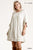 Linen Blend Round Neck Half Sleeve Dress With Chest Pocket And Frayed Edge Detail