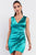 Emerald Green Satin Effect Sleeveless V-neck Wrap Front Detail Mini Dress