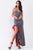 Sleeveless Plunging Sweetheart Neckline Ruffle Trim Front Slit Detail Fitted Maxi Dress