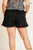 Linen Blend Elastic Waist Ruffle Hem Shorts With Pockets