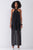 Black Stripped Chiffon Sleeveless Criss-cross Halter Neck Maxi Dress