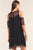 Black Cold Shoulder Lace Trim Back Button Up Mini Dress