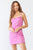 Fuchsia Geo Print Mesh Sleeveless Strappy Criss-cross Open Back Mini Dress