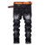 Gersri Men Straight Black Embroidered Jeans Fashion Designer Casual Jeans Men's Hole Jeans High Quality Denim Trousers